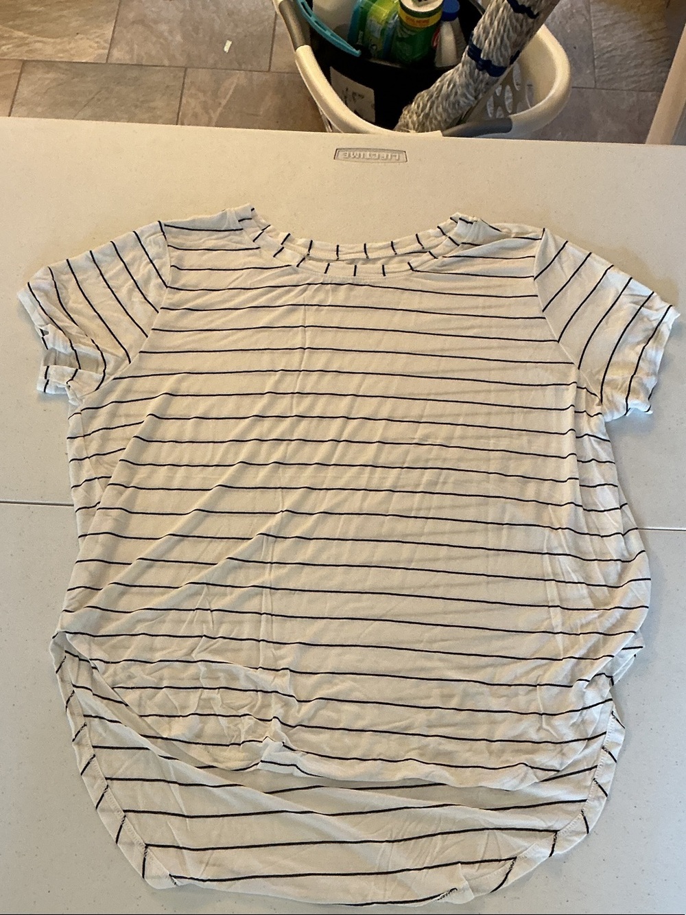 Halogen White and Navy Striped Short Sleeve Tee